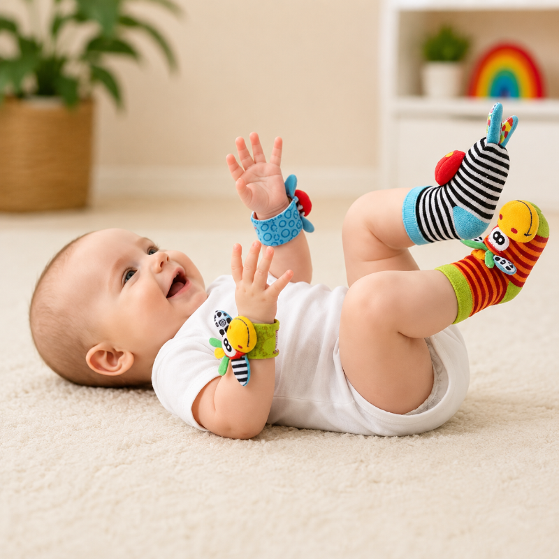 RasselSet™ Baby-Handgelenk- und Fußrasseln — 4er-Set