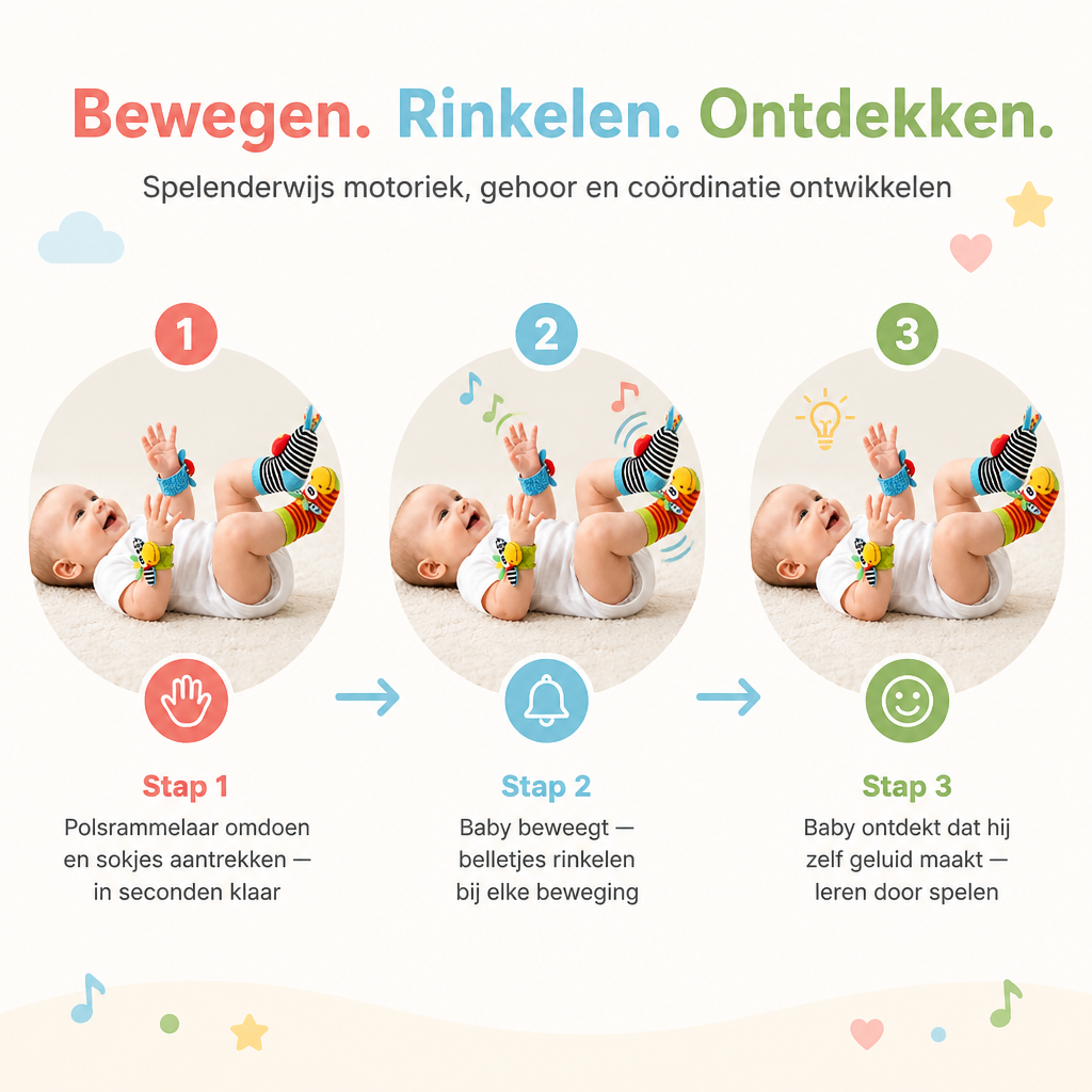 RasselSet™ Baby-Handgelenk- und Fußrasseln — 4er-Set